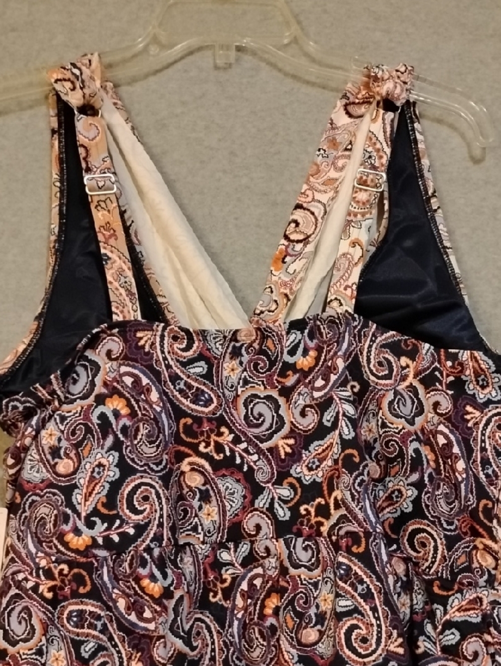 Lands' End Paisley One-Piece Swimsuit in Pink, Brown and Cream - Picture 4 of 7